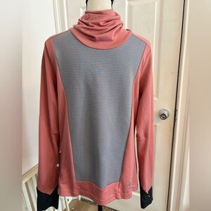 On Cloud Running Womens Weather Shirt Funnel Neck Rose/Fossil Sz M